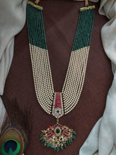 Emreald and Whilte Pearls With Kundan Pendent - PB00116